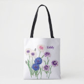 Waterverf Paarse botanische bloem Tote Bag (Voorkant)
