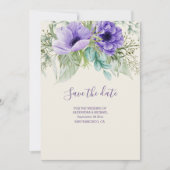 Waterverf Paarse botanische bruiloft bespaart datu Save The Date (Voorkant)