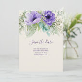 Waterverf Paarse botanische bruiloft bespaart datu Save The Date (Staand voorkant)