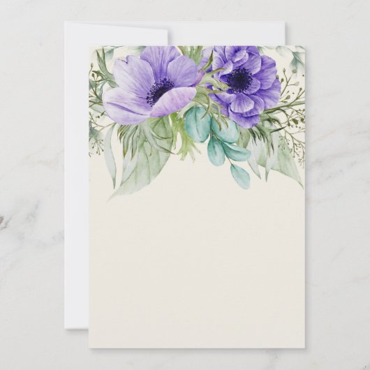 Waterverf Paarse botanische bruiloft bespaart datu Save The Date (Achterkant)