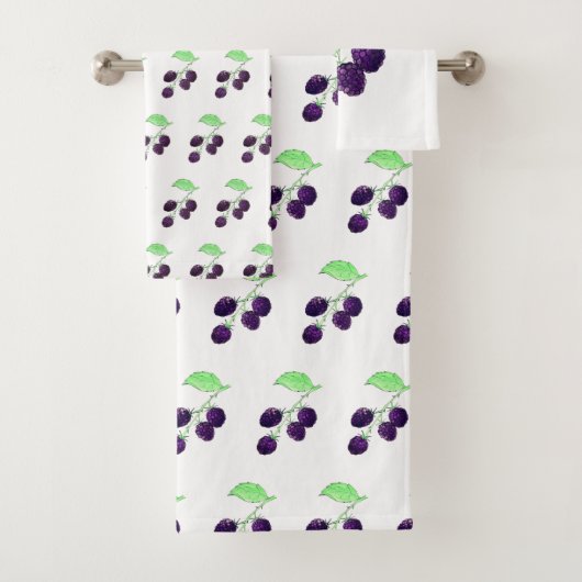 Waterverf Paarse Braam Botanisch Bad Handdoek (Insitu)