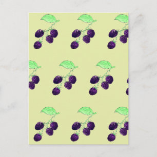 Waterverf Paarse Braam Botanisch Briefkaart