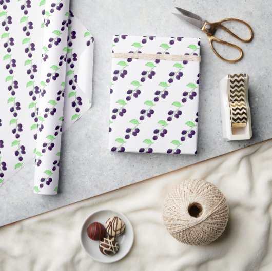 Waterverf Paarse Braam Botanisch Cadeaupapier (Crafts)