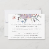 Waterverf paarse bruiloft. Elegant rustic RSVP Kaartje (Voorkant)
