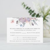 Waterverf paarse bruiloft. Elegant rustic RSVP Kaartje (Staand voorkant)