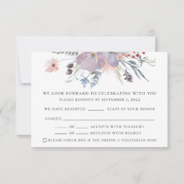 Waterverf paarse bruiloft. Elegant rustic RSVP Kaartje