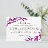 Waterverf paarse bruiloft. Elegante lila botanisch Bedankkaart (Staand voorkant)