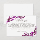 Waterverf paarse bruiloft. Elegante lila botanisch Bedankkaart (Voorkant / Achterkant)