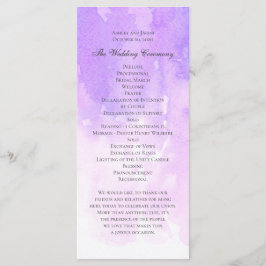 Waterverf paarse bruiloft. Elegante violette serin Programmakaart
