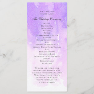 Waterverf paarse bruiloft. Elegante violette serin Programmakaart