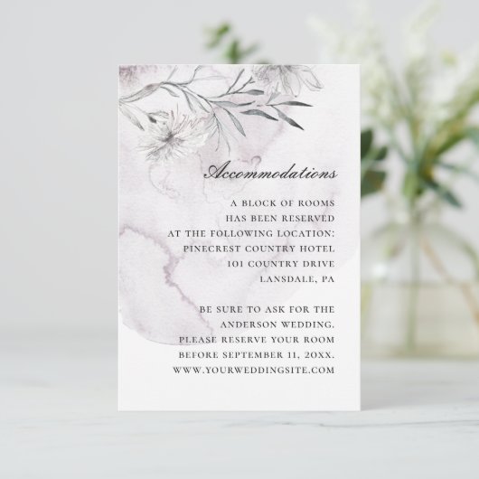 Waterverf paarse bruiloft informatiekaartje (Staand voorkant)