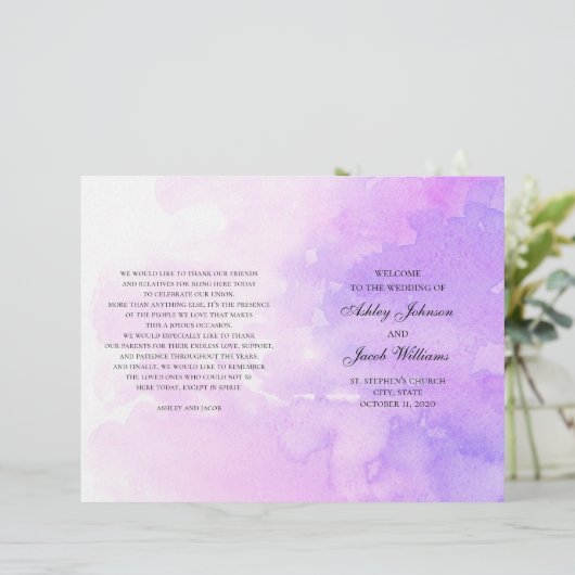 Waterverf paarse bruiloft. Lavender-programma gevo (Staand voorkant)