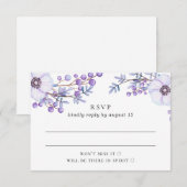 Waterverf paarse bruiloft. Lila botanisch RSVP Kaartje (Voorkant / Achterkant)