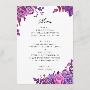Waterverf paarse bruiloft. Romantische lavendel Menu