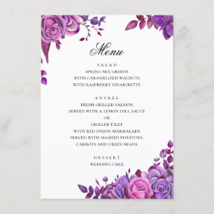 Waterverf paarse bruiloft. Romantische lavendel Menu