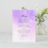 Waterverf paarse bruiloft. Romantische lavendel Menu (Staand voorkant)