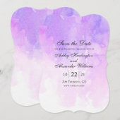 Waterverf paarse bruiloft. Romantische lavendel Save The Date (Voorkant / Achterkant)