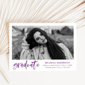Waterverf Paarse Brush Script Graduation Party Kaart