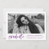 Waterverf Paarse Brush Script Graduation Party Kaart (Voorkant)
