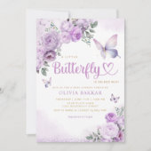 Waterverf Paarse Butterfly Baby Girl Shower Kaart (Voorkant)