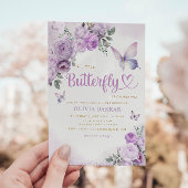 Waterverf Paarse Butterfly Baby Girl Shower Kaart