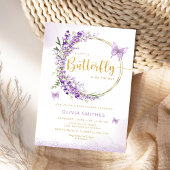 Waterverf Paarse Butterfly Baby Girl Shower Kaart