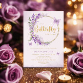 Waterverf Paarse Butterfly Baby Girl Shower Kaart