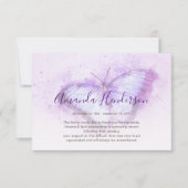 Waterverf Paarse Butterfly Memorial Dank u Bedankkaart (Voorkant)