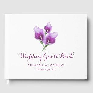 Waterverf Paarse Calla Lily Bloemenbruiloft Gastenboek