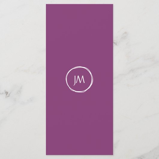 Waterverf Paarse Calla Lily Bloemenbruiloft Menu (Achterkant)