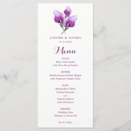 Waterverf Paarse Calla Lily Bloemenbruiloft Menu