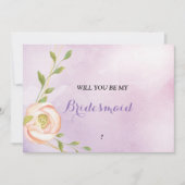 waterverf paarse chique bloemenbruidsmeisje kaart (Voorkant)