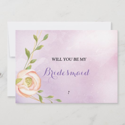 waterverf paarse chique bloemenbruidsmeisje kaart (Voorkant)