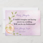 waterverf paarse chique bloemenbruidsmeisje kaart (Achterkant)