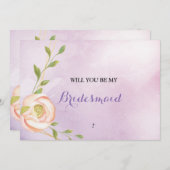 waterverf paarse chique bloemenbruidsmeisje kaart (Voorkant / Achterkant)