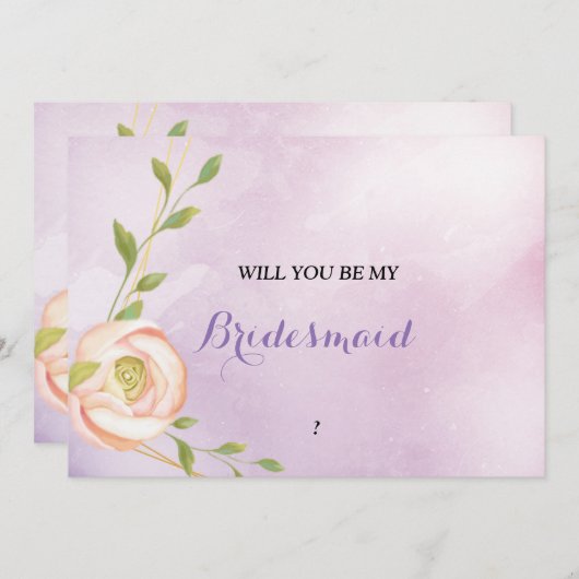 waterverf paarse chique bloemenbruidsmeisje kaart (Voorkant / Achterkant)