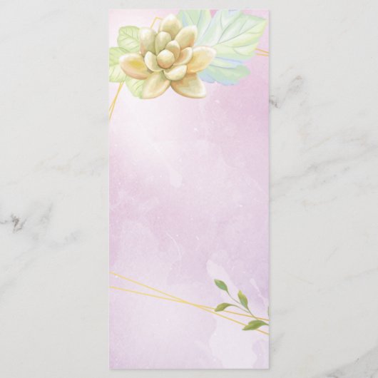 waterverf paarse chique bloemenbruiloft Menu (Achterkant)