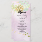waterverf paarse chique bloemenbruiloft Menu (Voorkant / Achterkant)