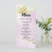 waterverf paarse chique bloemenbruiloft Menu (Staand voorkant)