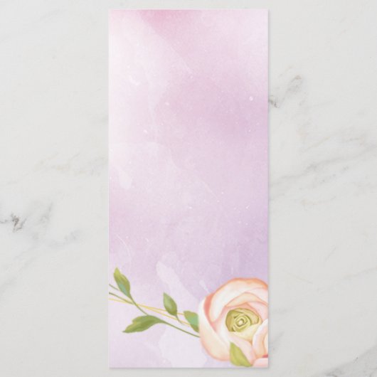 waterverf paarse chique bloemenbruiloft Menu (Achterkant)