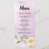waterverf paarse chique bloemenbruiloft Menu (Voorkant)