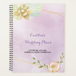 waterverf paarse chique bloemenbruiloft planner