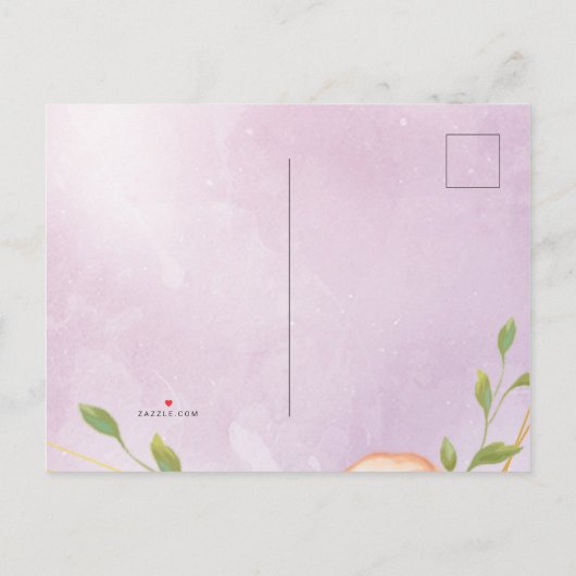 waterverf paarse chique bloemig Save the Date Aankondigingskaart (Achterkant)