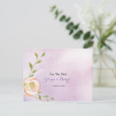 waterverf paarse chique bloemig Save the Date Aankondigingskaart (Staand voorkant)