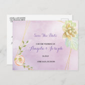waterverf paarse chique bloemig Save the Date Briefkaart (Voorkant / Achterkant)