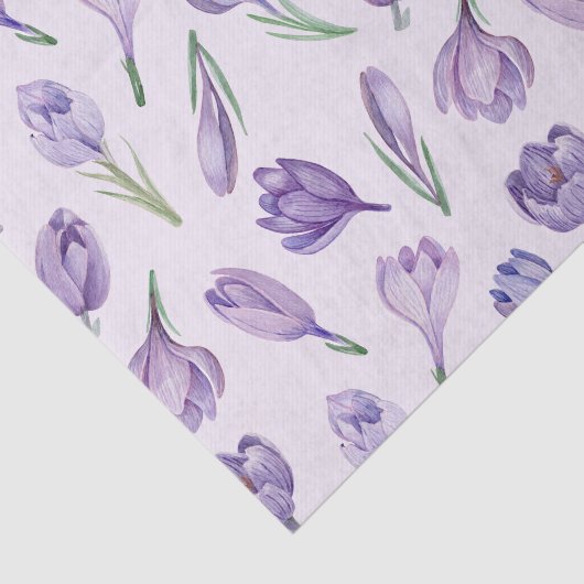 Waterverf Paarse Crocus Spring Flowers Tissuepapier (Detail)