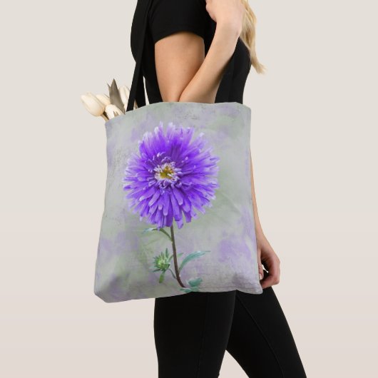 waterverf paarse dahlia tote bag (Dichtbij)