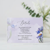 Waterverf Paarse Daisies Wedding Details Lavender Informatiekaartje (Staand voorkant)