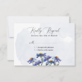 Waterverf Paarse Daisy Modern Wedding / Event RSVP Kaartje (Voorkant)