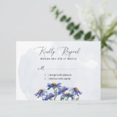 Waterverf Paarse Daisy Modern Wedding / Event RSVP Kaartje (Staand voorkant)